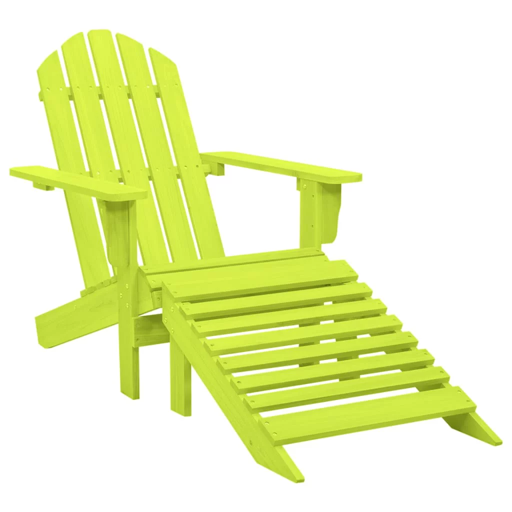 Aibecy Patio Adirondack Chair with Ottoman Solid Fir Wood Green