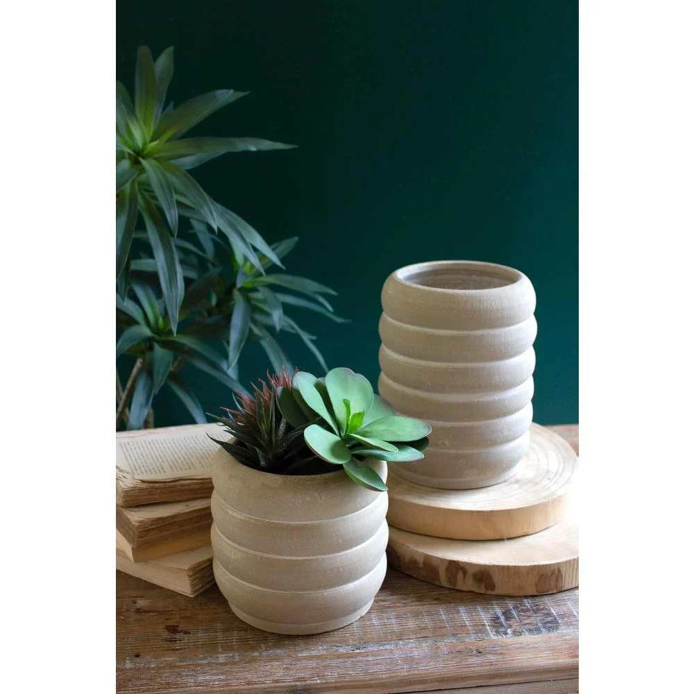 Kalalou Inc Set Of Two Clay Stacked Ring Pots