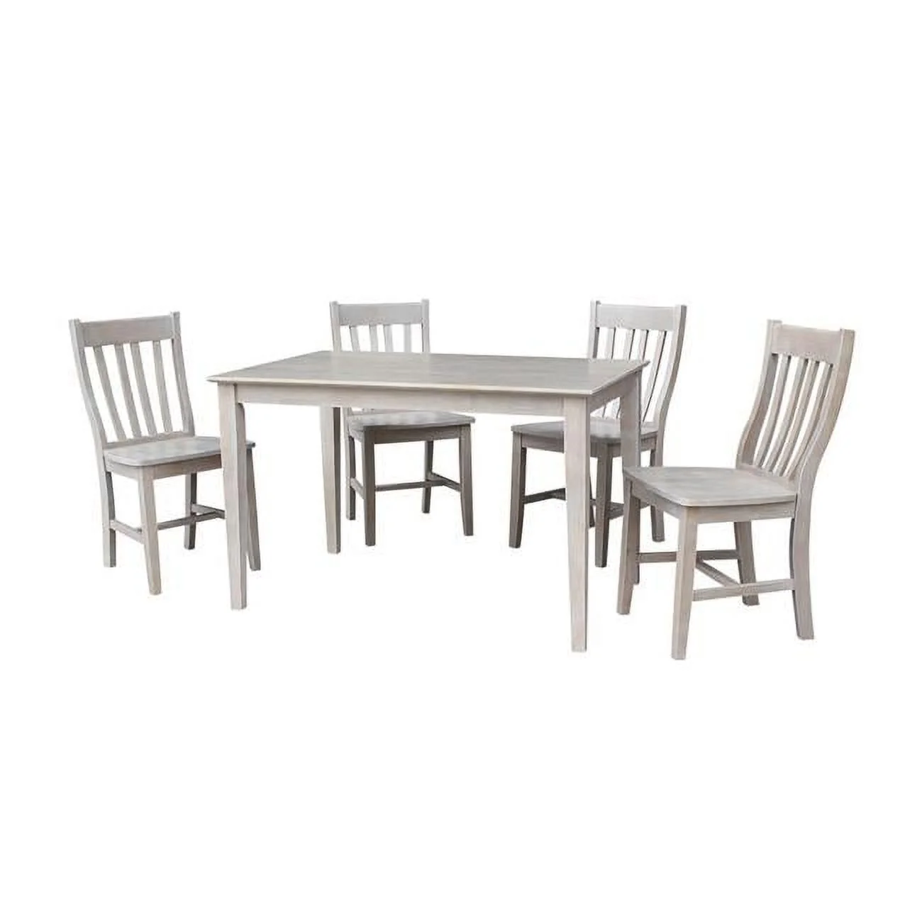 Solid Wood Dining Table & 4 Cafe Chairs Washed Gray Taupe - Set of 5