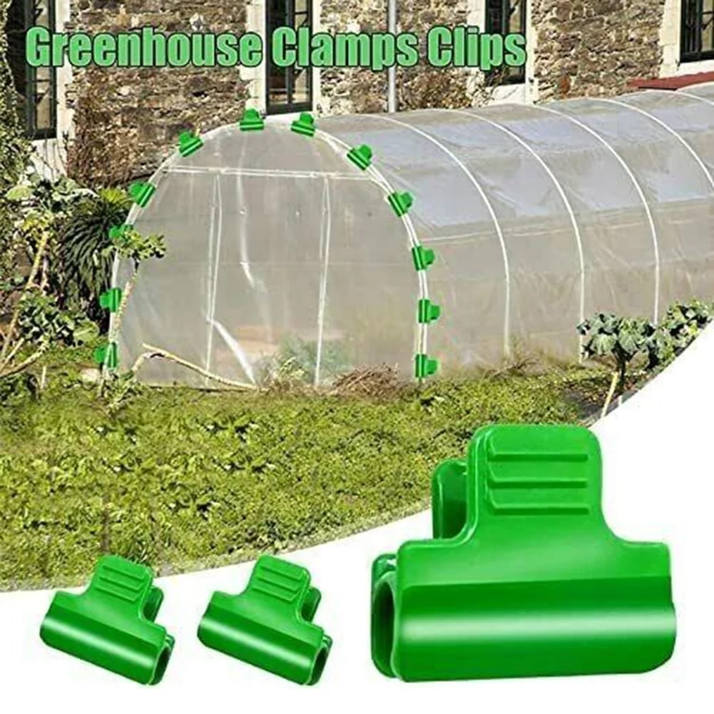 50PCS Greenhouse Clamps Plastic Cover Netting Tunnel Film Hoop Clips Garden