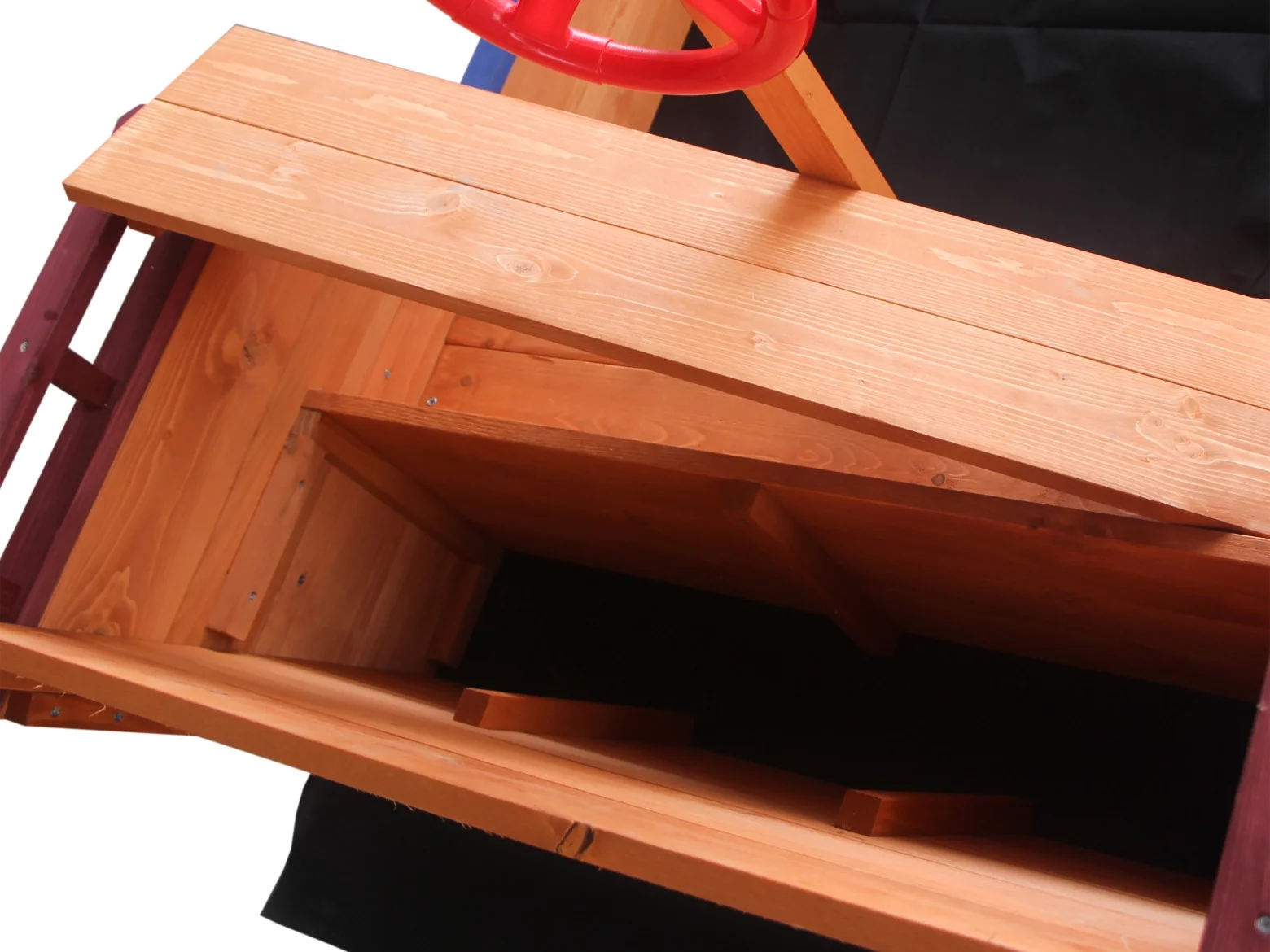 Taktack Sandbox, Pirate Ship Sandbox with Cover and Rudder, Wooden Sandbox with Storage Bench and Seat, Outdoor Toy for Kids Ages 3-8 Years Old