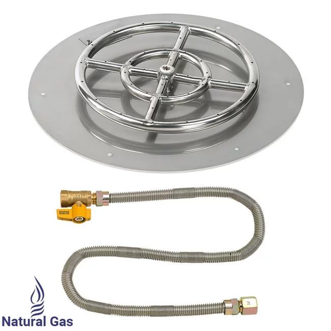 18 in. Round Stainless Steel Flat Pan with Match Light Kit - Natural Gas