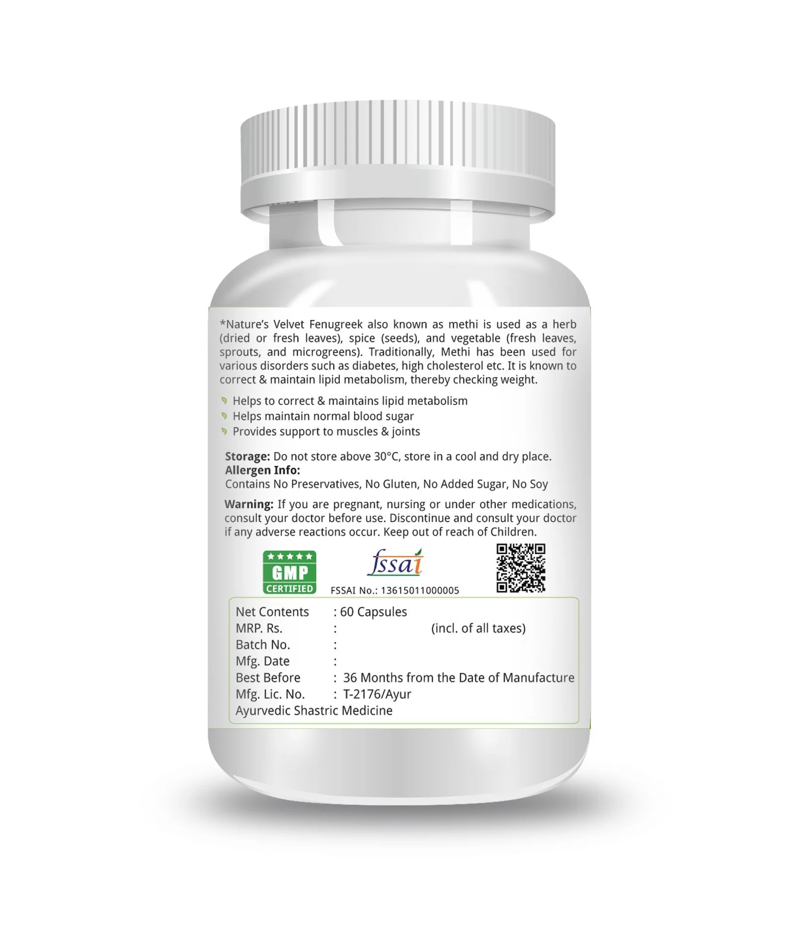 Natures Velvet Lifecare Fenugreek Pure Extract (500 Mg), 60 Veggie Capsules (1+1)