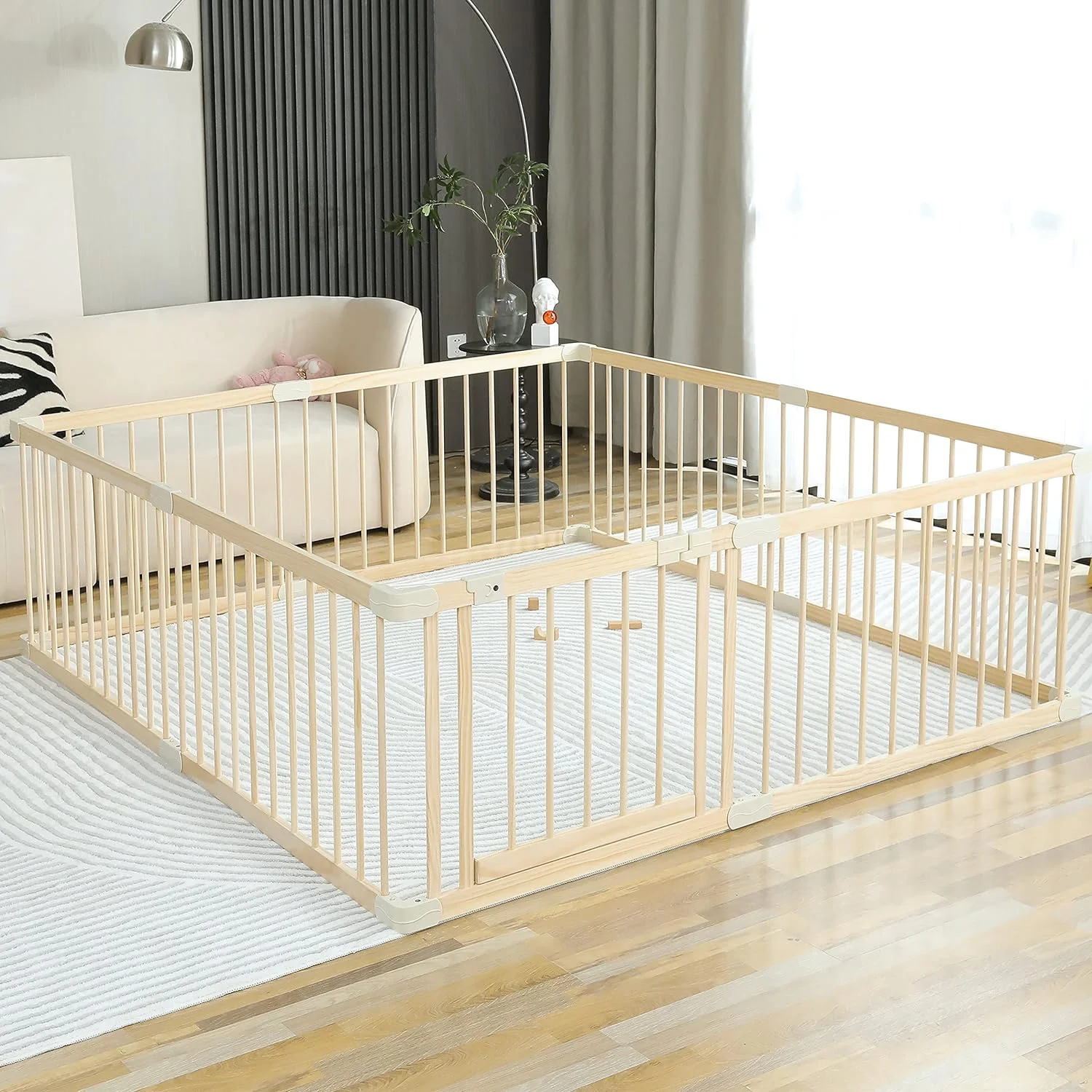 Conababy Baby Playpen Play Fence Gate Play Pen Wood Large,Playpens for Babies and Toddlers Kids Indoor,Baby Play Yards Gym Area,Baby Day Care Play Pin（160x180CM）…