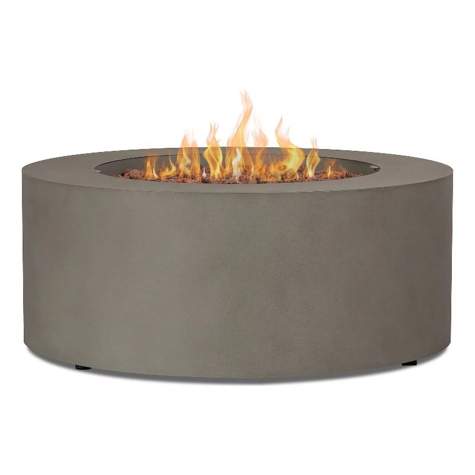 Real Flame Aegean Round Contemporary Steel Propane Fire Table in Mist Gray