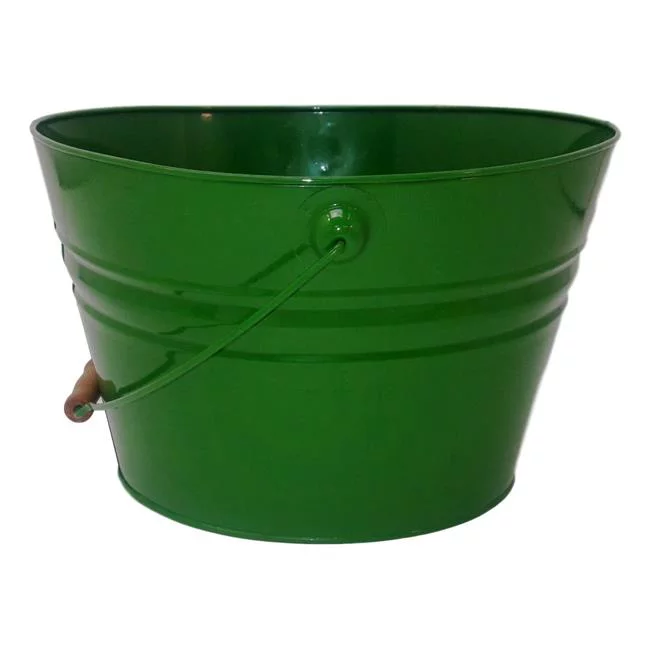 HIT 6036E SA Enameled Galvanized Steel Fun Pail-Bucket-Planter, Saige