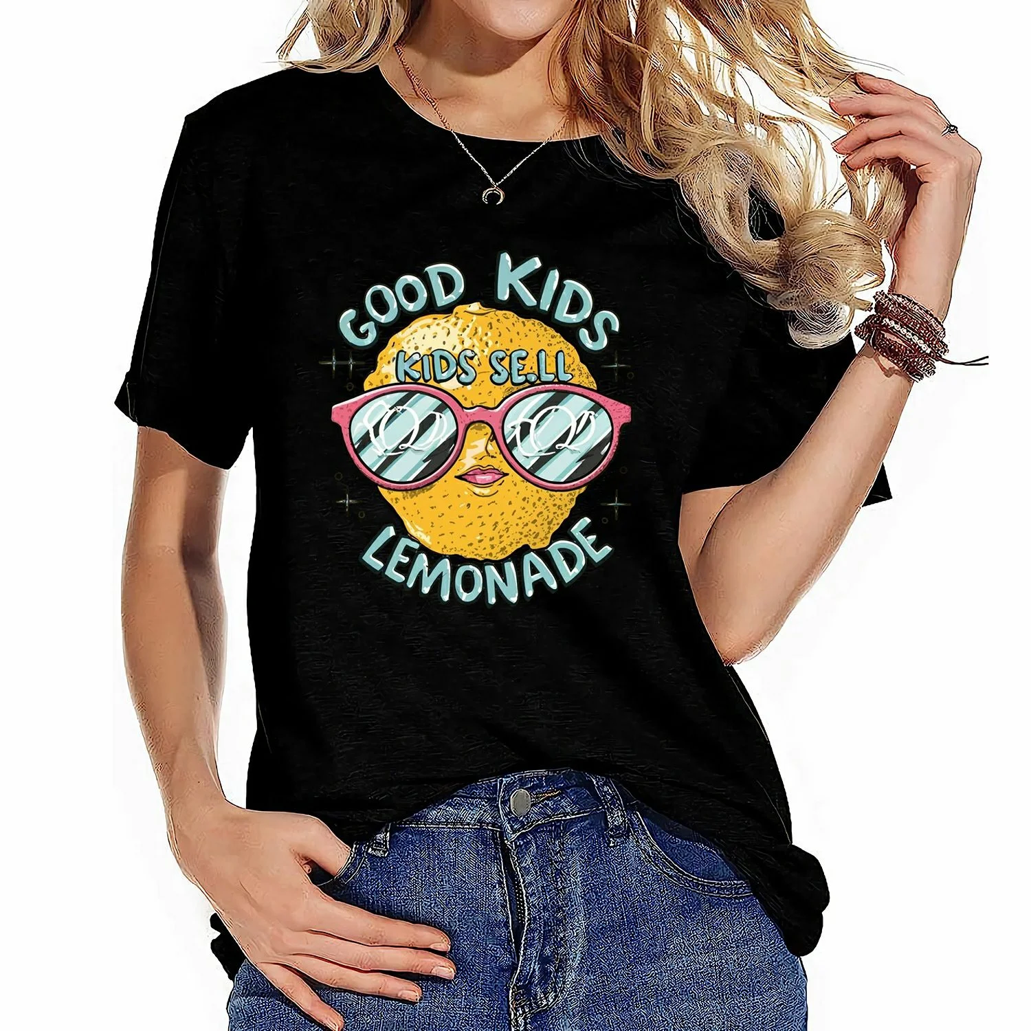 Womens Cool kids sell lemonade lemon juice for a Lemonade Casual Shirts Black L