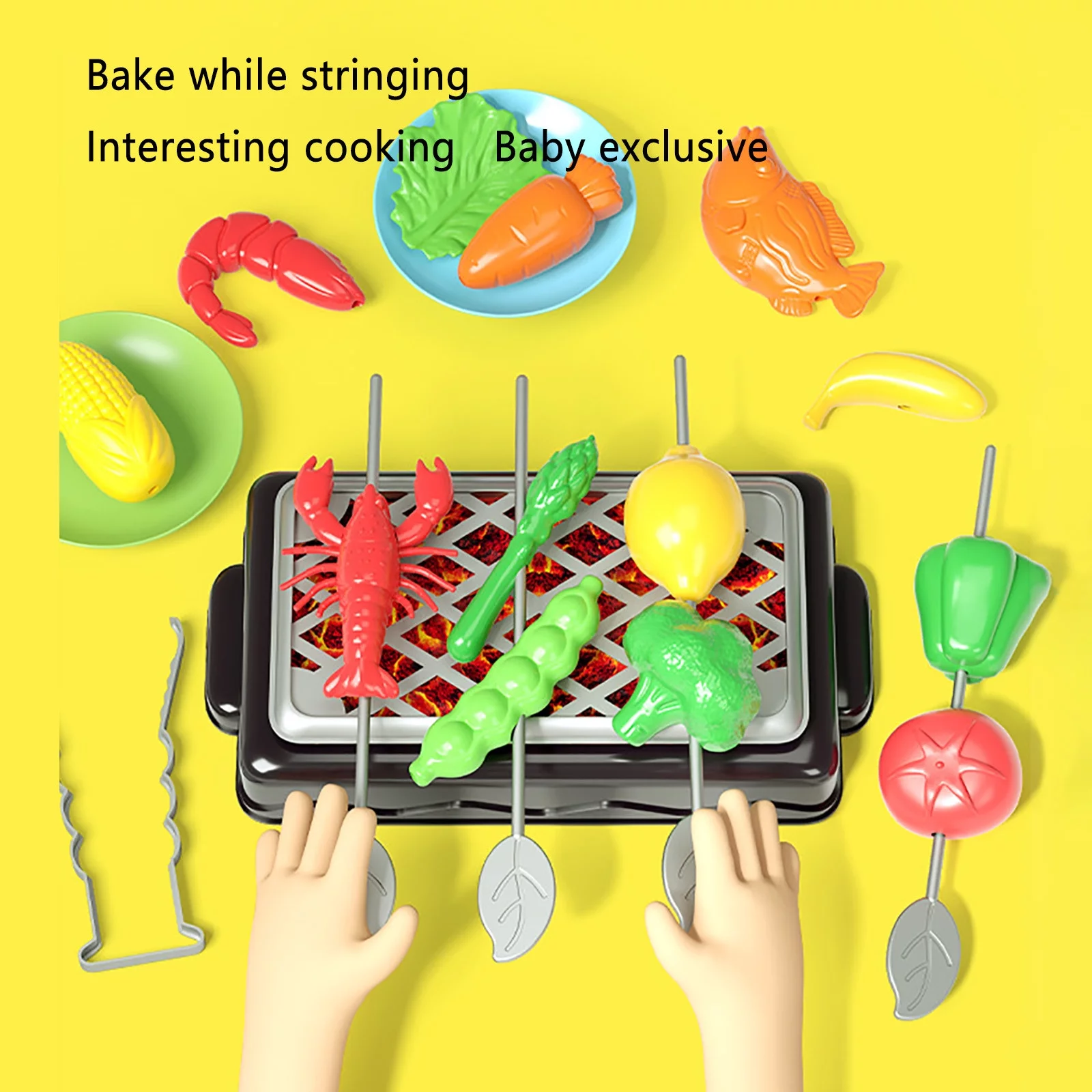 Play Food Children's Barbecue Toy Set Play House Baby Kitchen BBQ Mini Grill Rack Food Grill Model