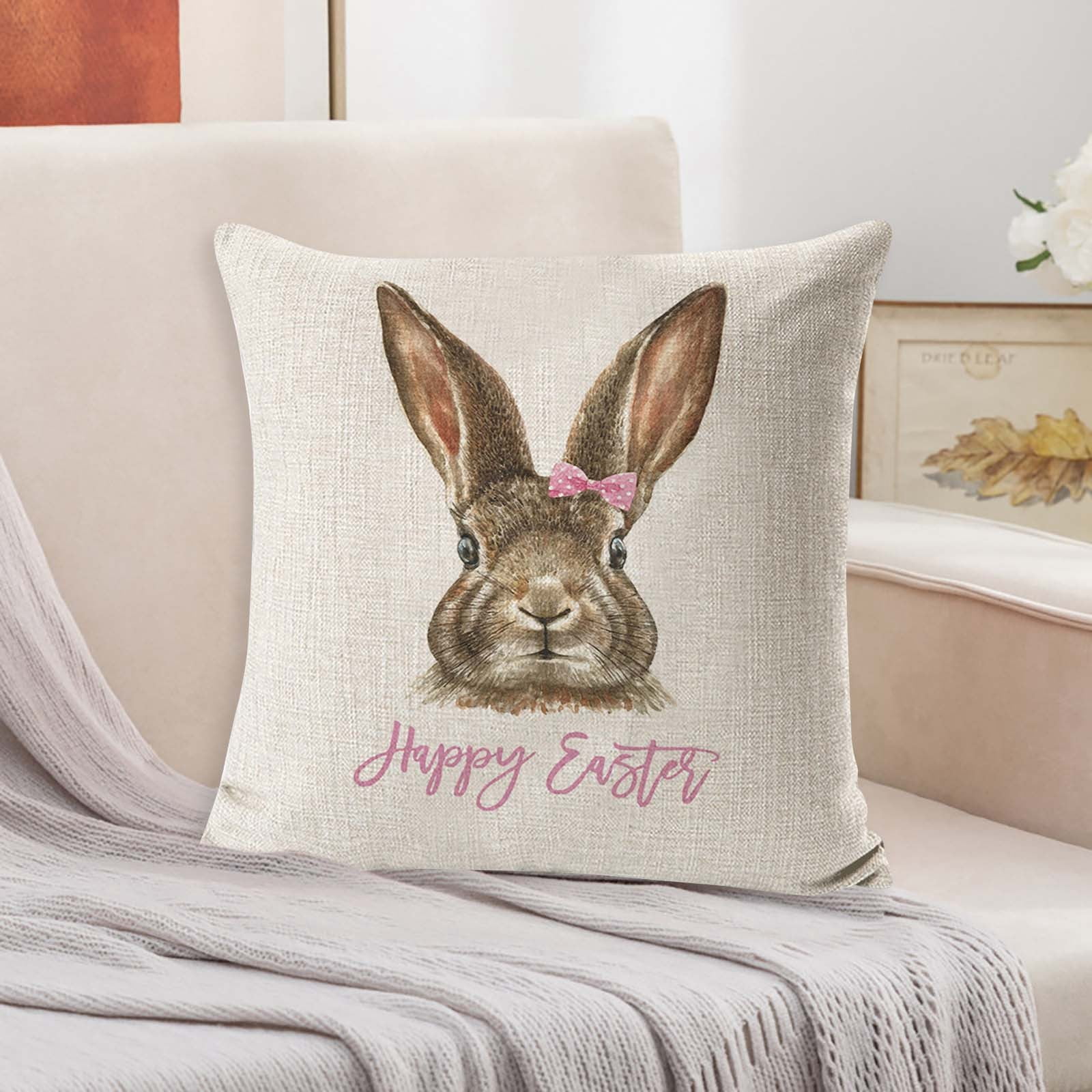 SIfdSeng Satin Pillow Cases Standard Size for Hair New Digital Printing Easter Theme Pillow Cover Cushion Cover Cute Rabbit Animal Pillow Cover Navy Blue Pillow Covers Silk Pillow Case with Zipper