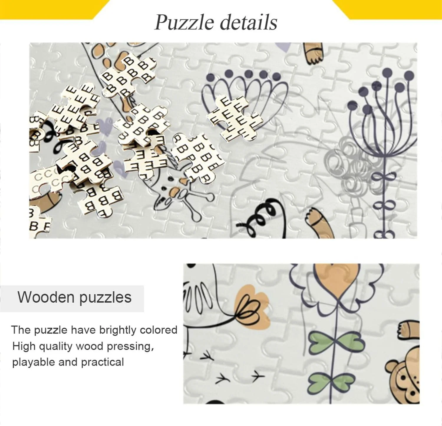 Dreamtimes Cute Monkeys Jigsaw Puzzle for Adults Teens Kids, 1000 Pieces Wooden Puzzle Fun Family Game for Holiday Toy Gift Home Decor