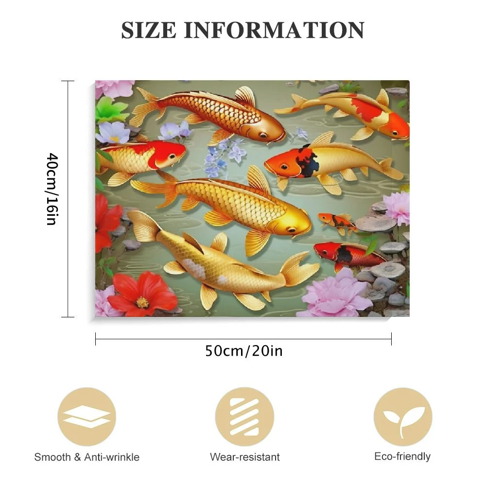 ONETECH  Art Framed Posters Prints Chinese Style Koi Lucky Carp Animal Feng Shui Koi Fish Painting Koi Pond and Lotus Flowers - Canvas Art Wall Art Home Decor