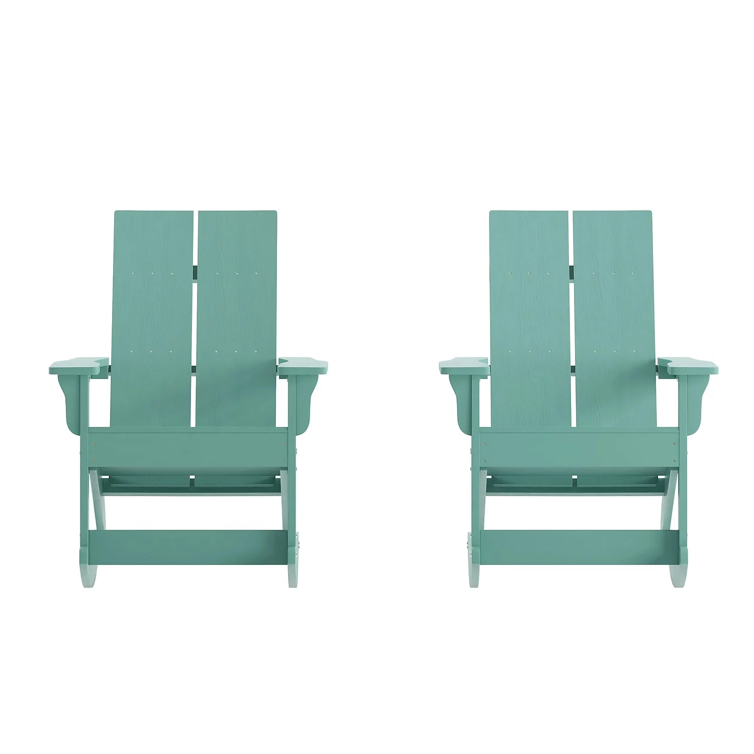 Flash Furniture Finn Dual Slat Back Adirondack Rocking Chair Sea Foam 2/Pack (JJC14709SFM2)