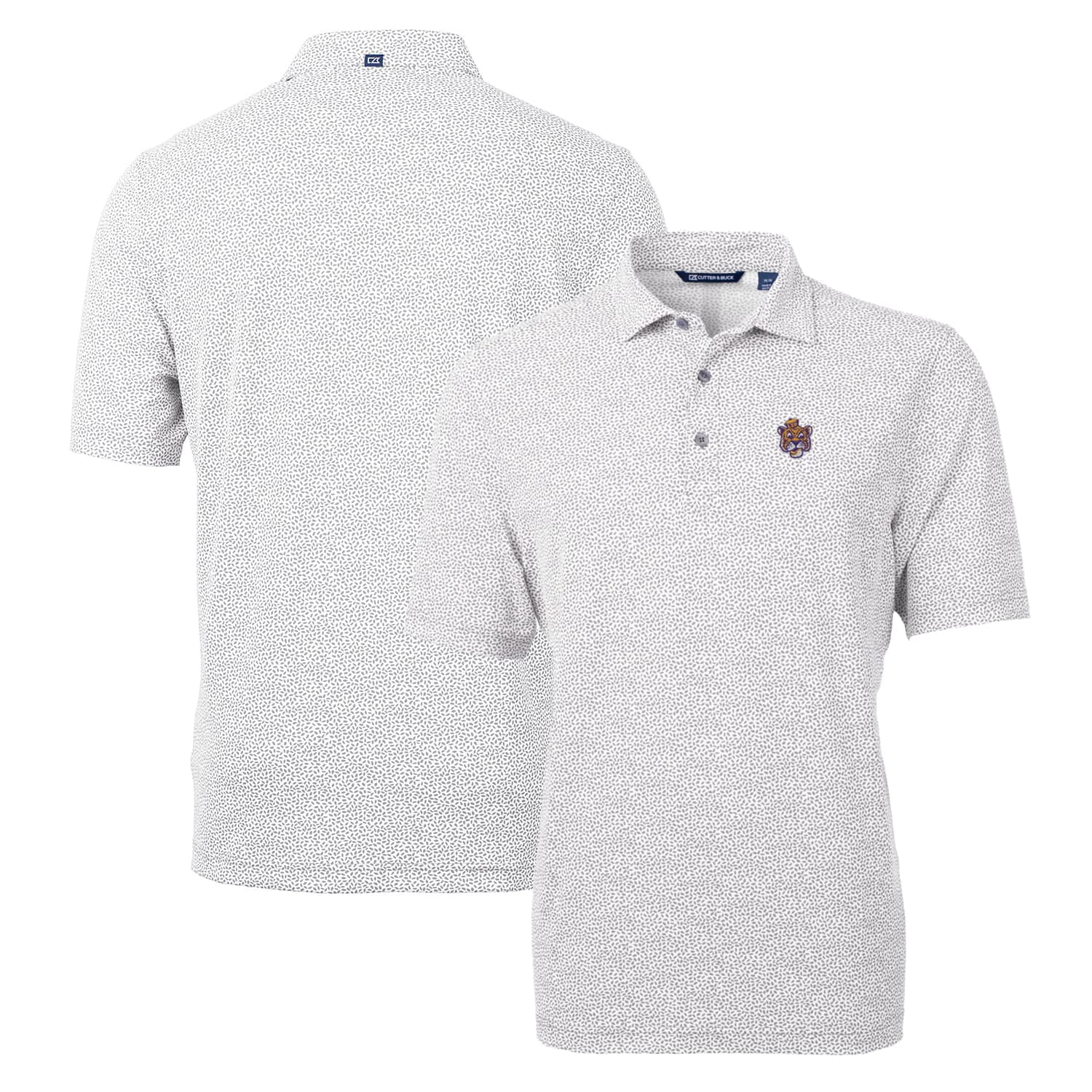 Men's Cutter & Buck Gray LSU Tigers Virtue Eco Pique Botanical Recycled Polo