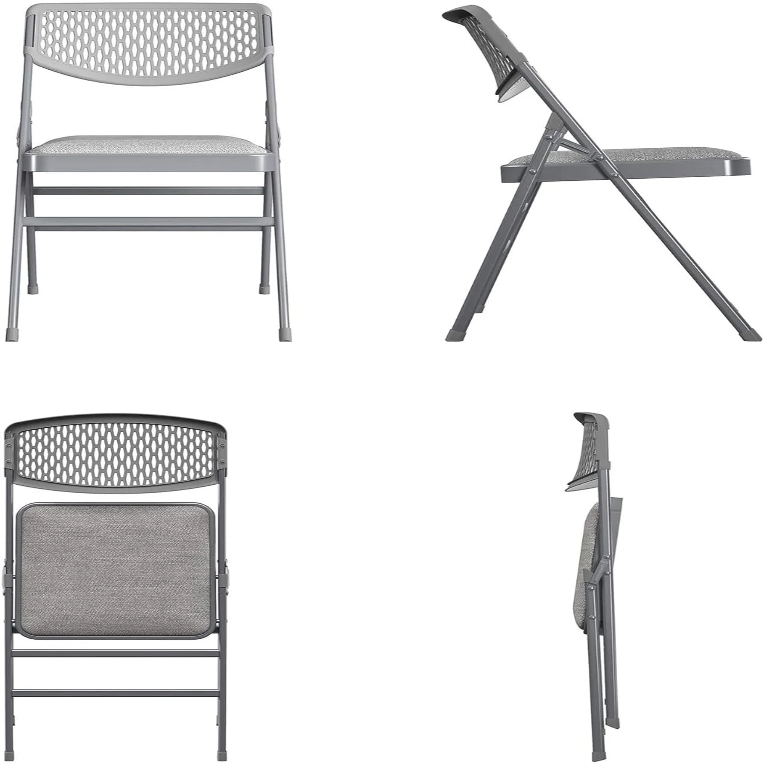 Products  Ultra Comfort Commercial Fabric and Resin Mesh  Gray  4-Pack Folding Chair  4 Pack