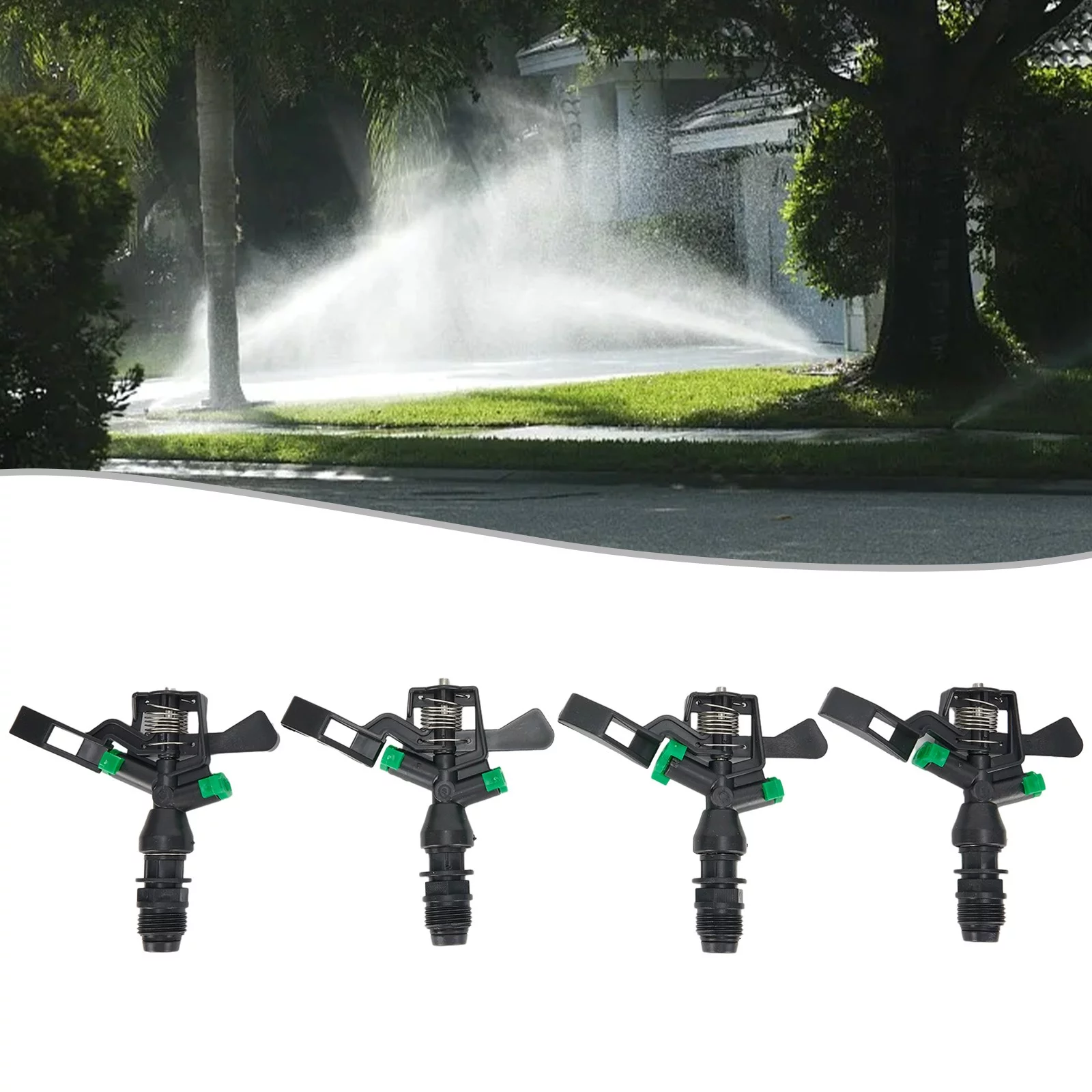 4x 1/2 Inch Plastic Impact Sprinkler 360° Rotation Head & Nozzle Lawn Irrigation
