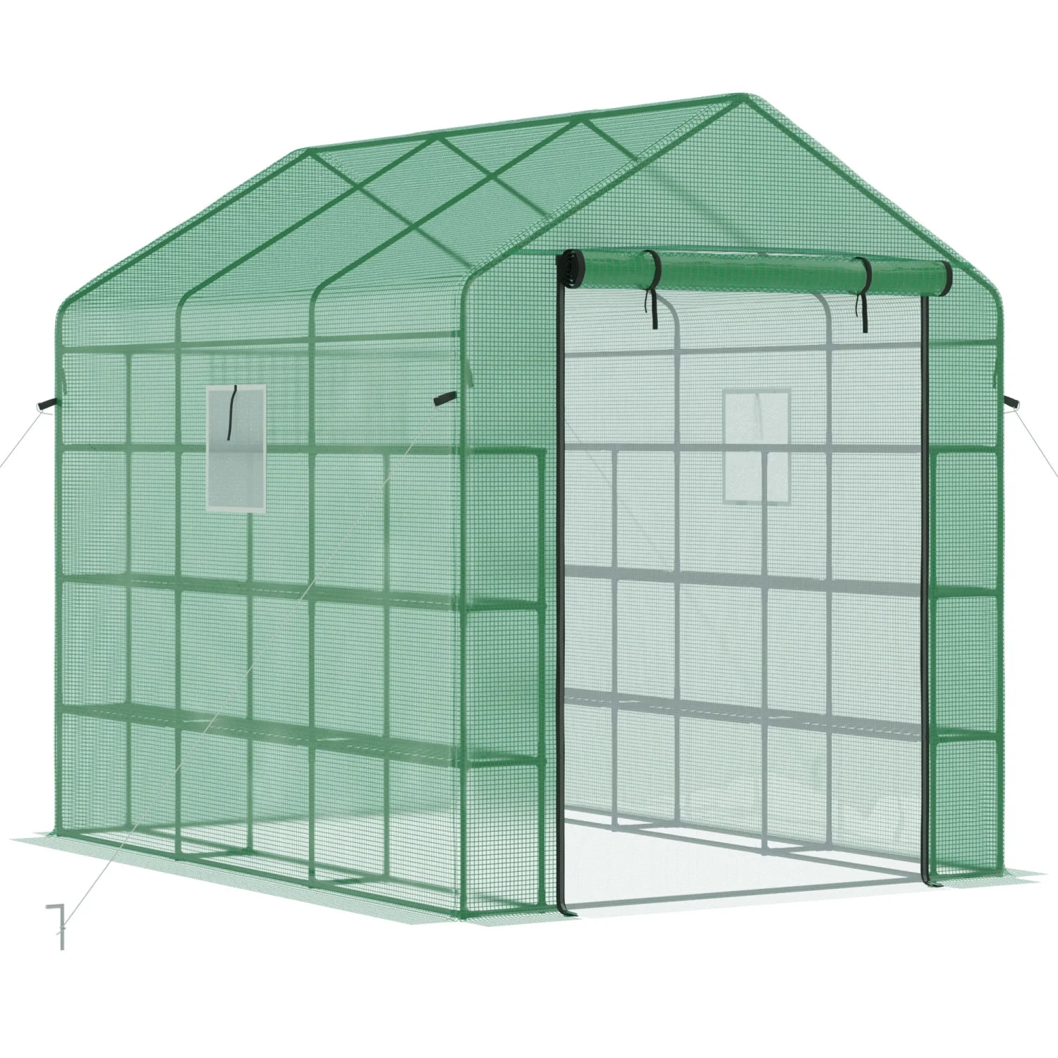 ZJbiubiuHome 8‘ x 6‘ x 7‘ Walk-in Greenhouse with Mesh Door and Windows  18  Hot House with Trellis  Plant Labels  UV protective for Growing Flowers  Herbs  Vegetables  Saplings  Green