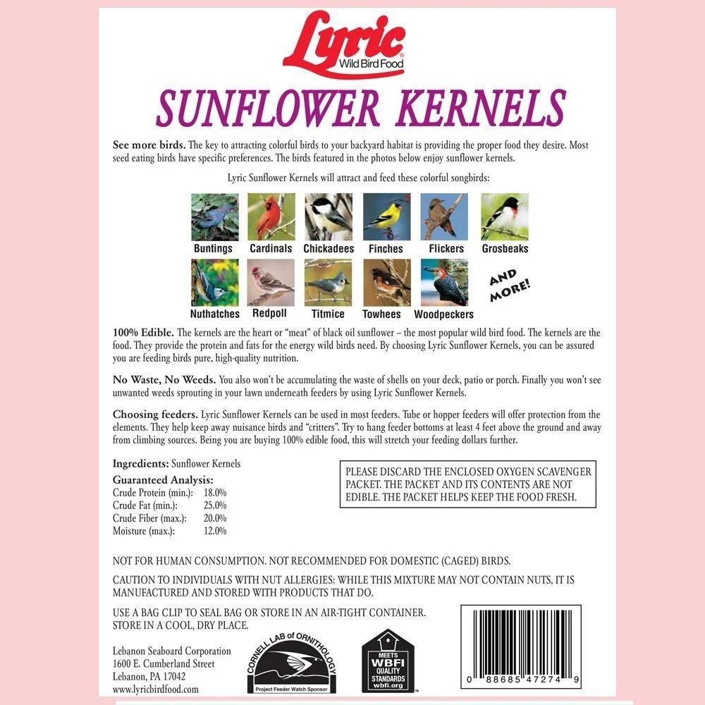 Lyric Sunflower Kernels Wild Bird Seed - No Waste Bird Food - 5 lb. Bag