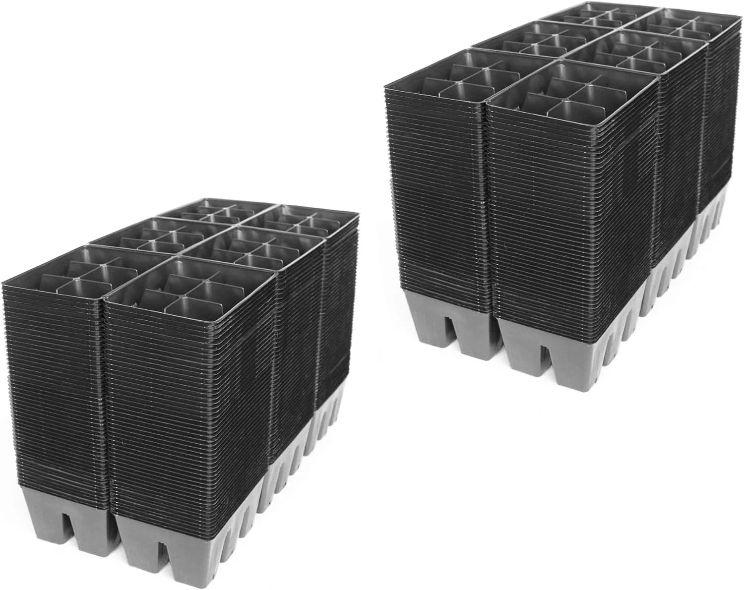 Black Plastic Garden Tray Inserts - 100 Sheets of 36 Planting Pot Cells Each - 2x3 Nested x6 Configuration - Perforated- Nursery, Greenhouse, Gardening