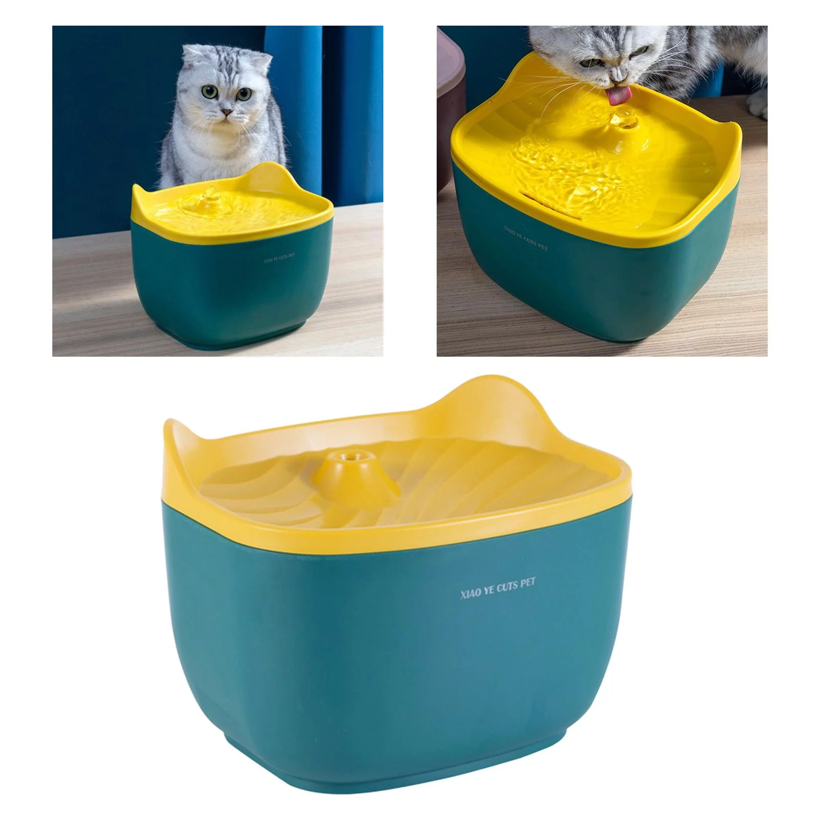 2.5L Water Fountain Pets Dogs Silent Water Dispenser Cascading Drinking Bowl - Green Yellow