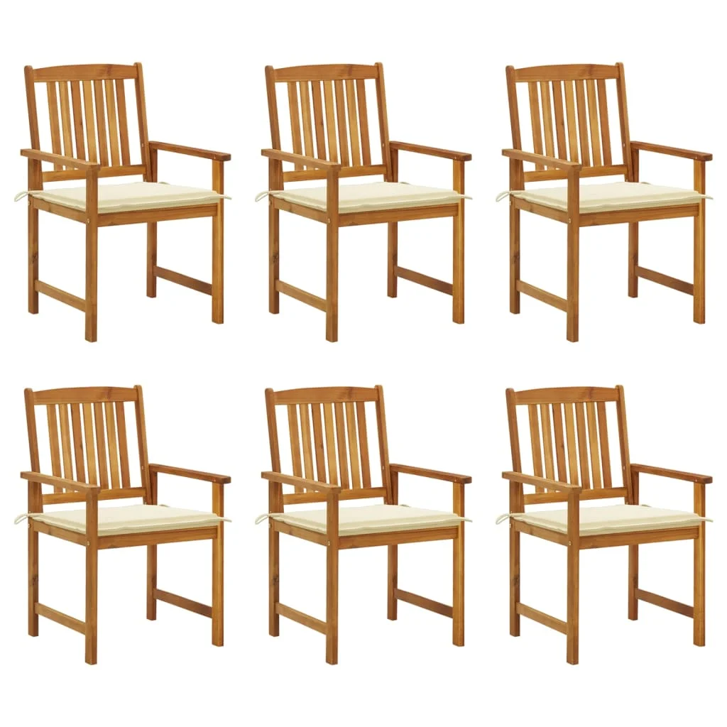 6 Piece Patio Dining Set Outdoor Acacia Wood Chairs with Soft Cushions Wicker Patio Furniture for Deck, Backyard, Garden