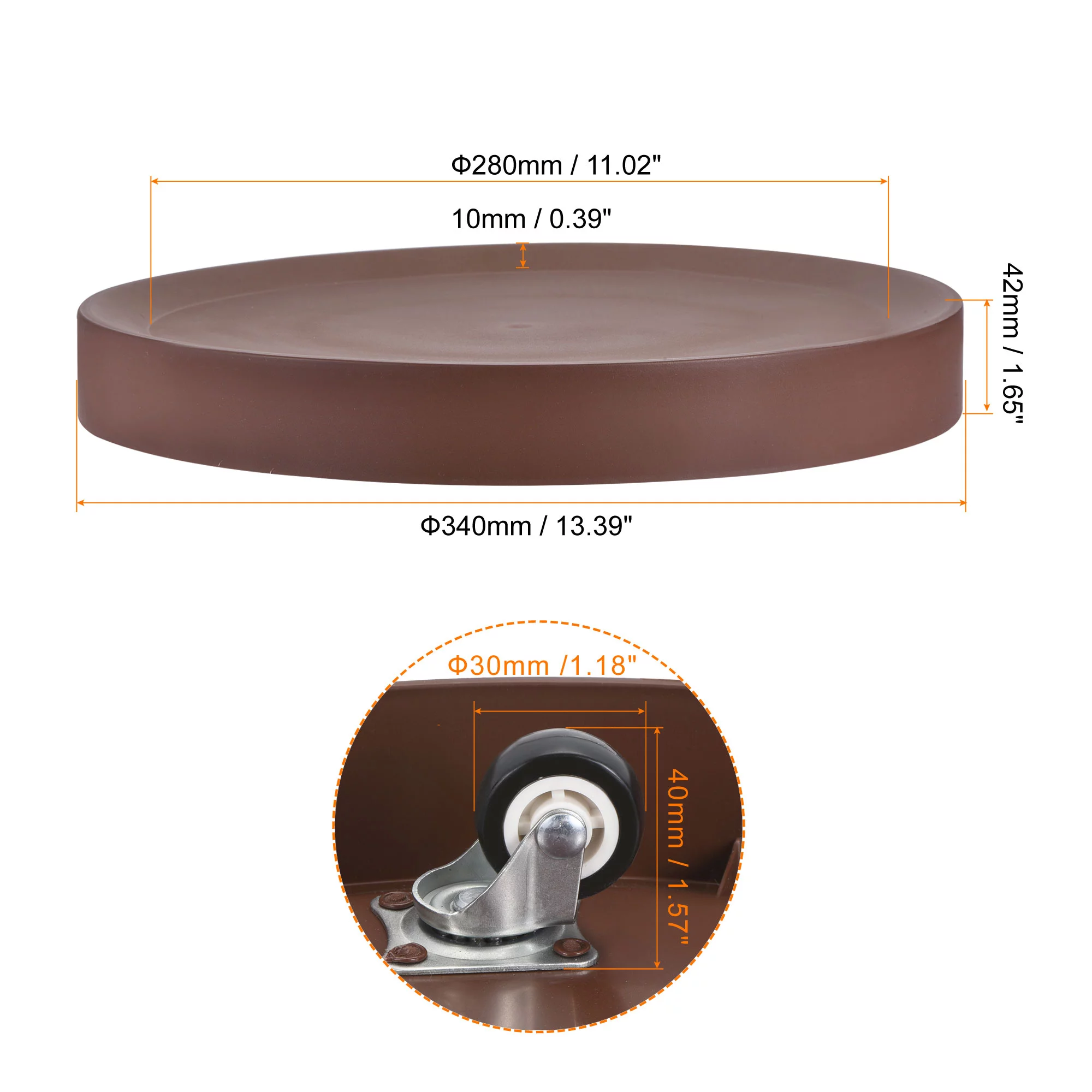 Unique Bargains Plant Pallet with Invisible Wheels Round Plastic Flowerpot Dolly