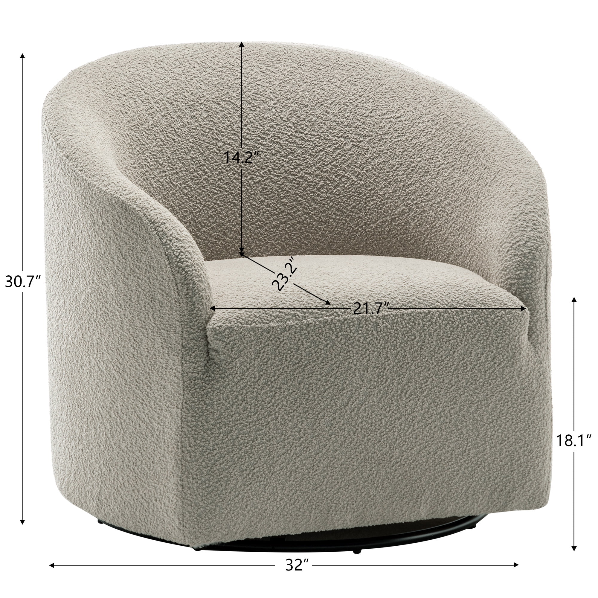 KINWELL Boucle Upholstered Swivel Barrel Chair