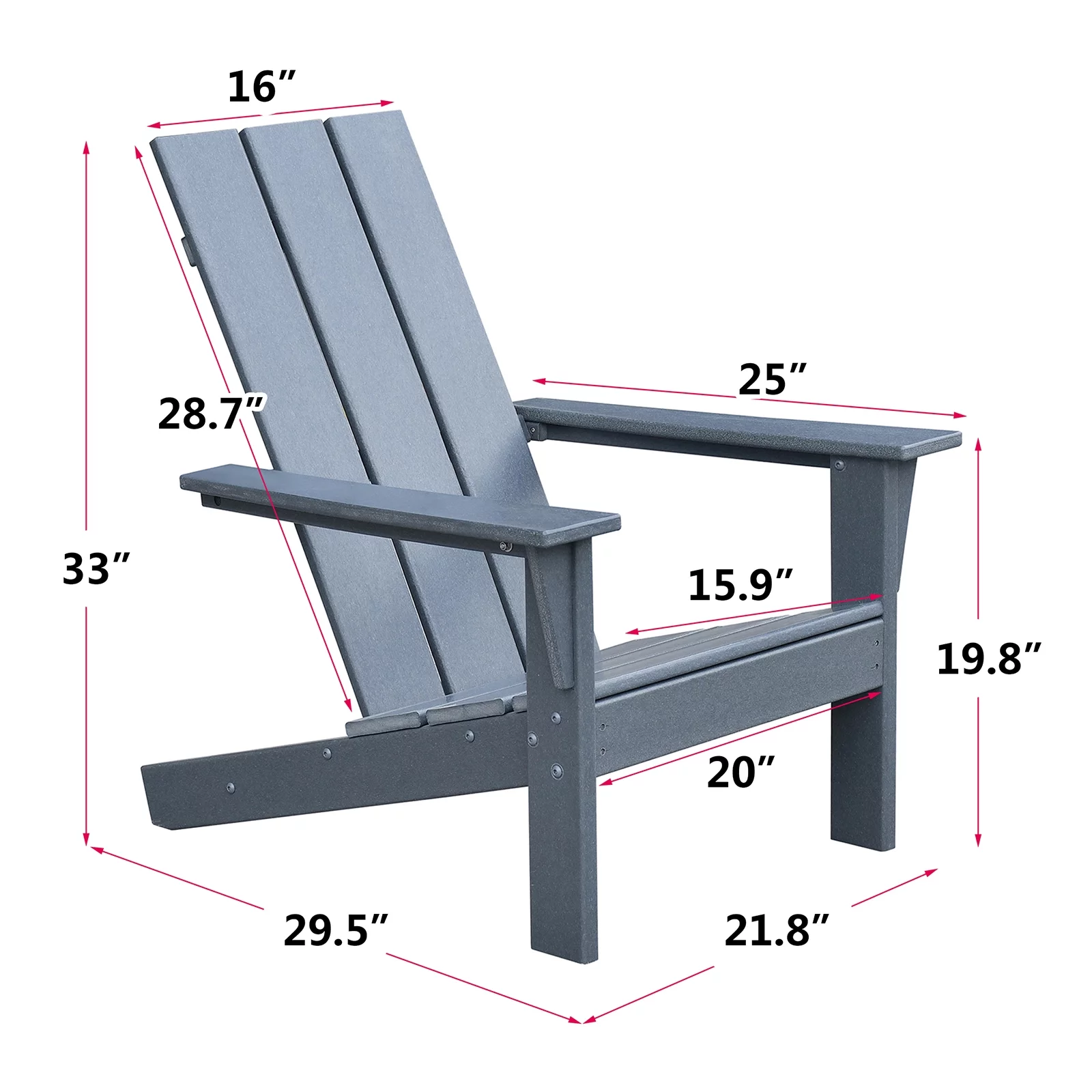 Outdoor Chair for Relaxing, HDPE All-weather Fire Pit Chair, Patio Lawn Chair for Outside Deck Garden Backyardf Balcony, Grey