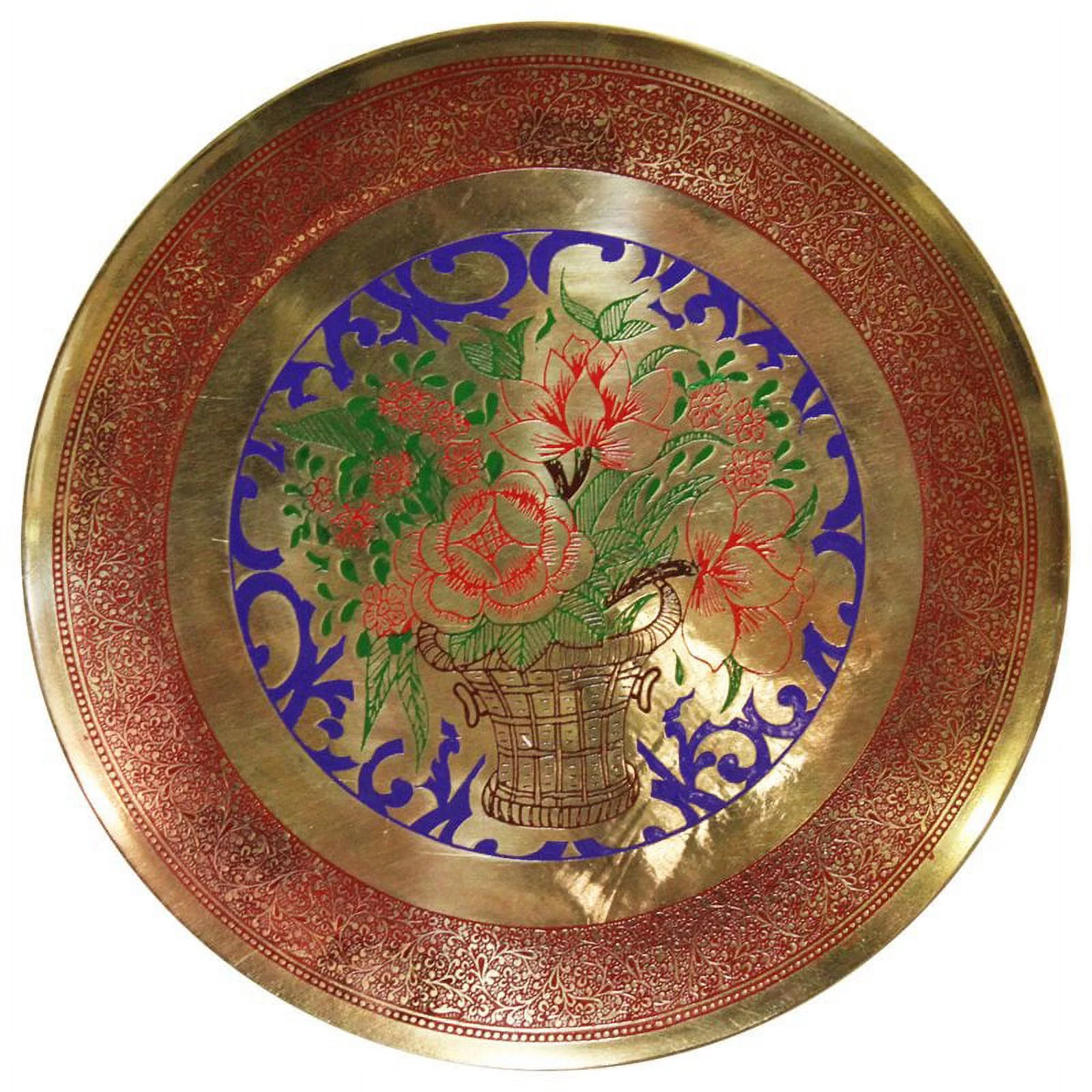 Natural Geo Flower Pot Decorative Brass Accent Plate in Gold