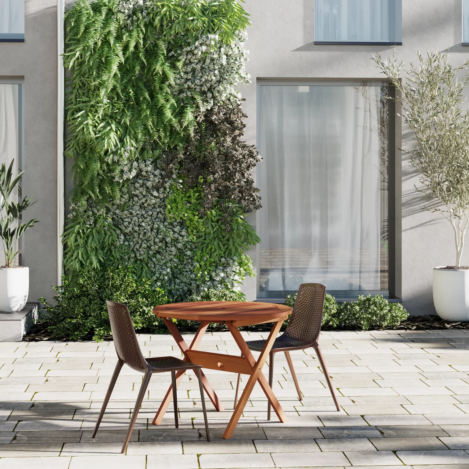 Amazonia 3 Piece Octogonal Patio Dining Set W/Brown Plastic/Resin Chairs