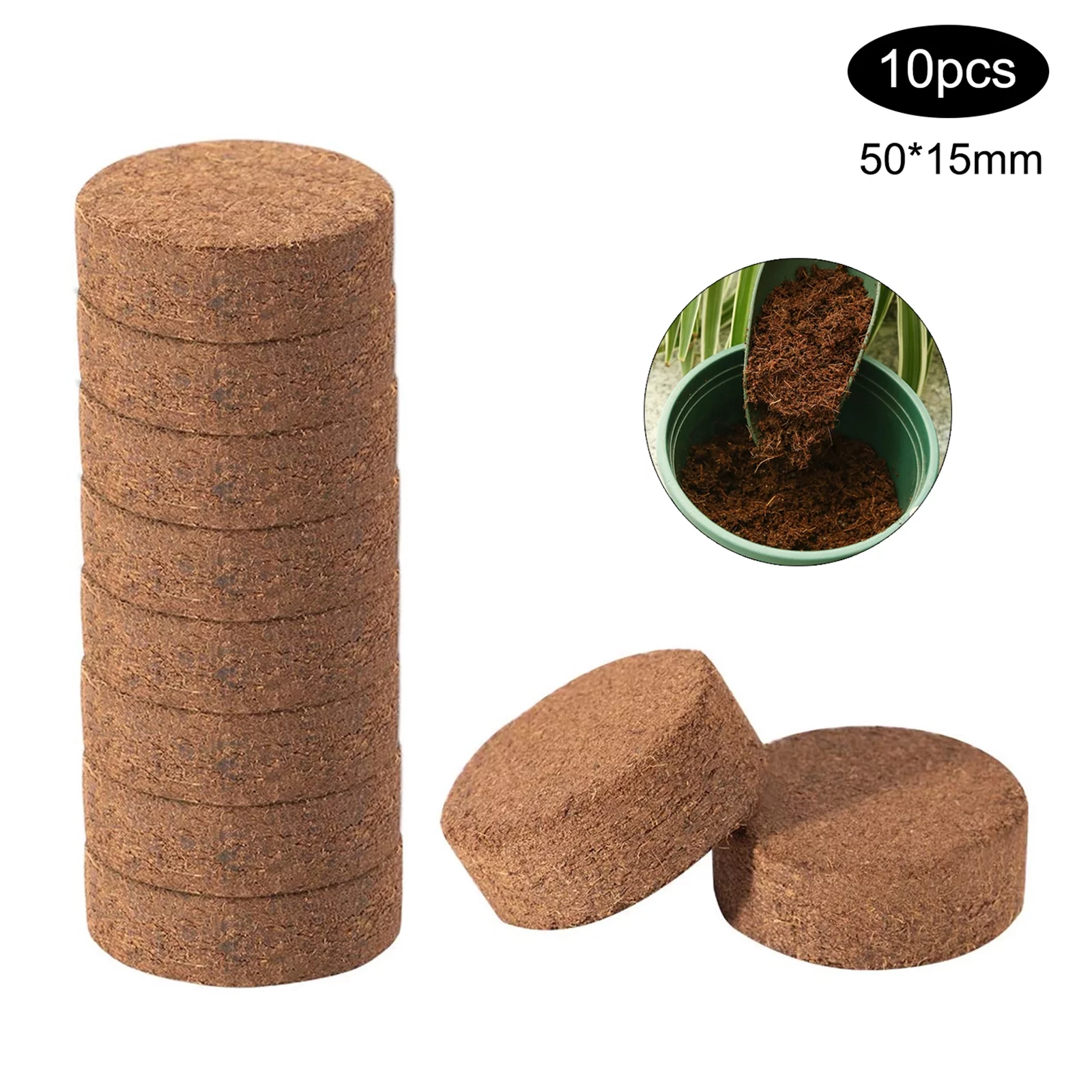 MAHAQI Coconut Fiber Nutrition Block Lightweight Plant Compressed Base Garden Gardening Supplies Coir Pellet Nutrient Soil
