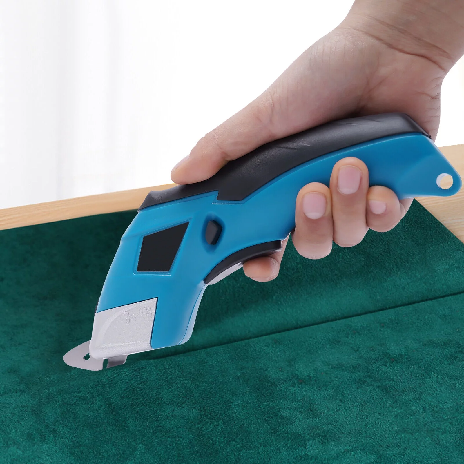 Cordless Electric Scissors Rechargeable Stainless Steel Cutting for Fabric Blue