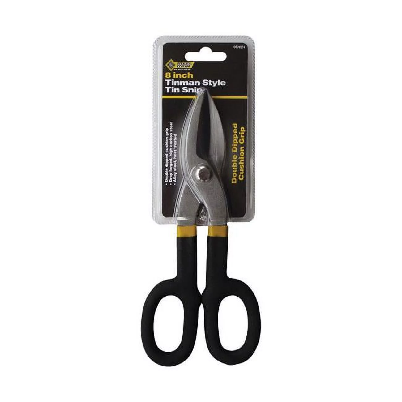 Steel Grip  8 in. Carbon Steel Straight Tin Snips, Black