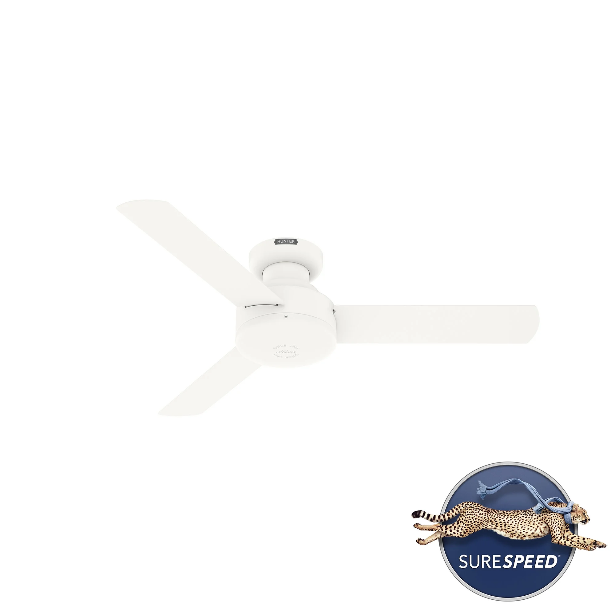 HUNTER - 52402 - Hunter 44 inch Presto Matte White Low Profile Ceiling Fan and Wall Control