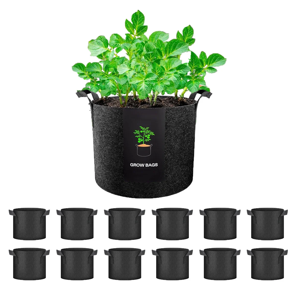 SUSWIM 12-Pack 7 Gallon Grow Bags Heavy Duty Thickened Nonwoven Plant Fabric Pots with Handles