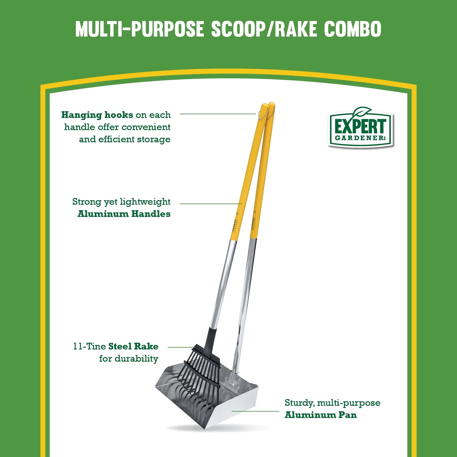 Expert Gardener Aluminum Multi-Purpose Yellow Scoop 38 inch - 2 Piece Set