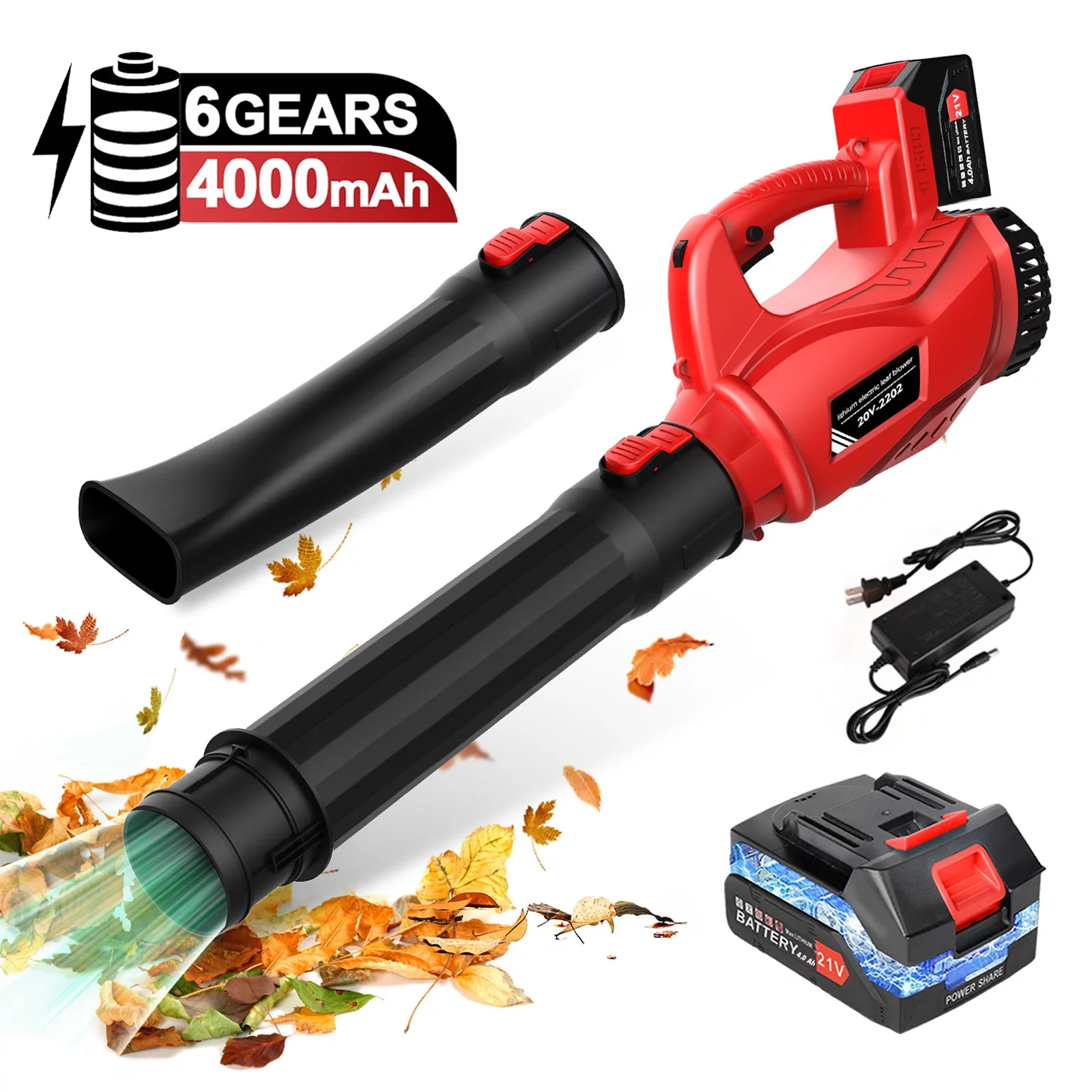 Cordless Leaf Blower with 4.0Ah Battery and Charger, Tanbaby 21V 180MPH 320CFM Electric Leaf Blower, for Blowing Leaf , Dust , Snow Debris , Yard , Work Around The House