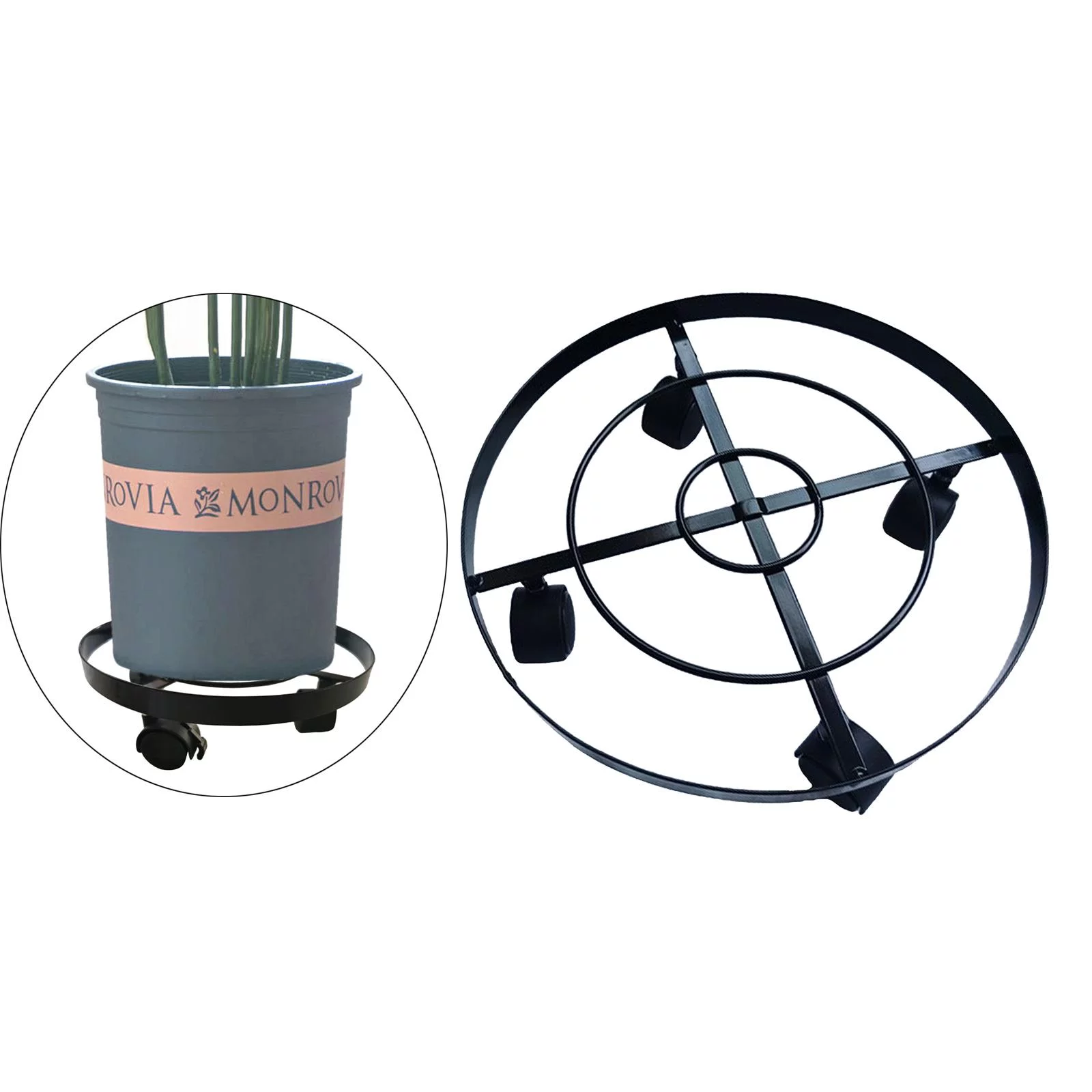Plant Pot Stand Round Planter Flowerpot Roller Mover Trolley Tray Movable 32cm