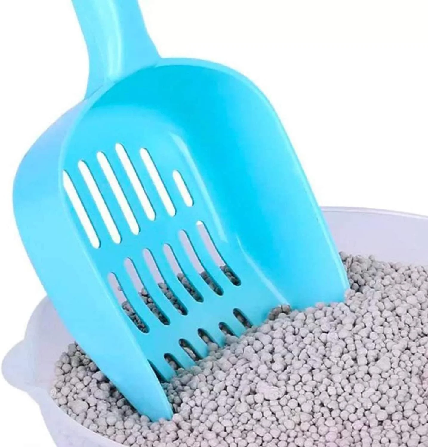 YHRY Cat Litter Spoon, Plastic Cat Litter Pet Shovel, Durable Gripping Sieve Pet Poop Scoop, with Long and Strong Plastic Handle Cleaning Tool, with Feeder Scoop Set, Easy to Clean, 3 Pieces (Random C