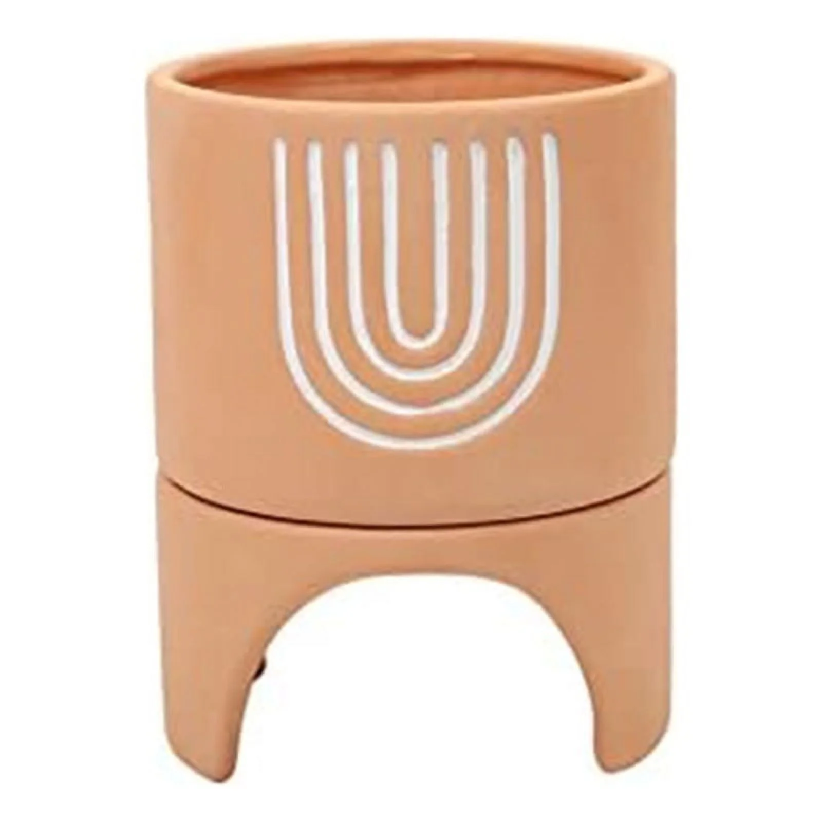 Truu Design Orange Ceramic Planter with Stand