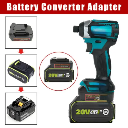 Adapter Converter for Worx 20V, for Makita 18V Series Li-Ion Battery Bl1830 BL1850 to for Worx 20V 5-Pin Power Tool Use, Replace Worx PowerShare Batteries 20V