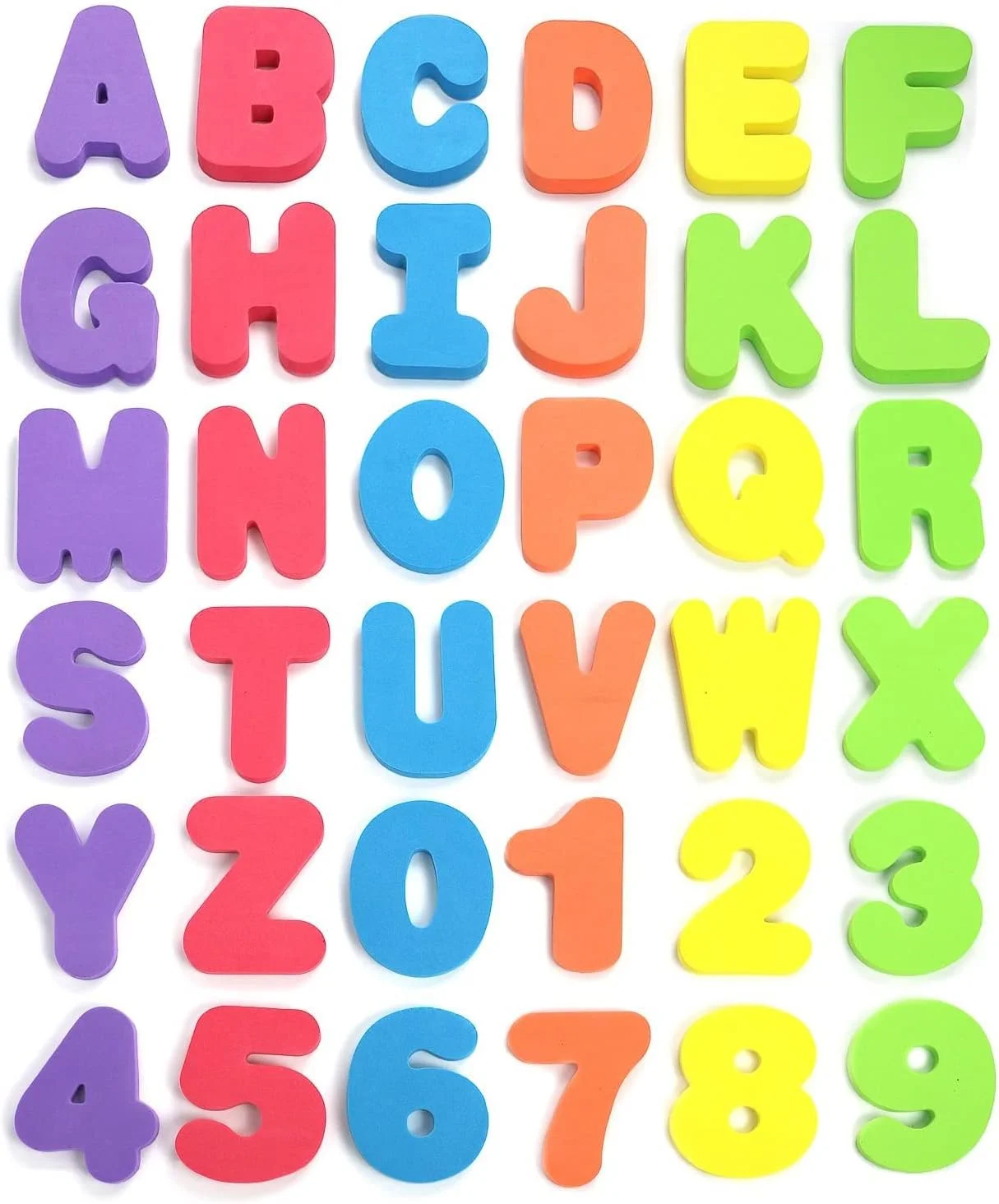 Click N Play 36 Piece Play Set of Bath Foam Letters & Numbers with Mesh Bag Organizer, Non Toxic & BPA Free, Colorful, Educational & Fun ABC Foam Bath & Shower Toys for Baby & Todd