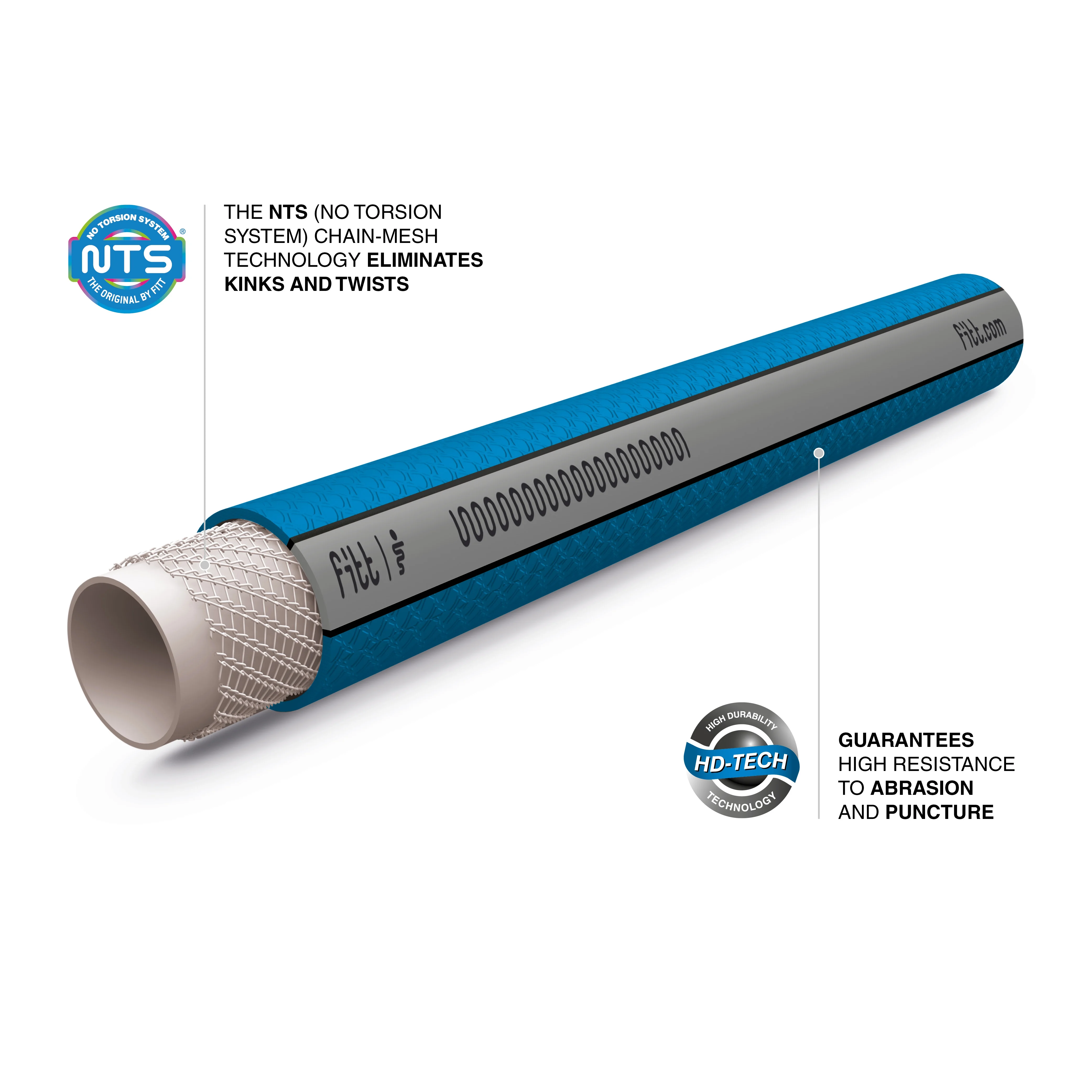 FITT HiFlo 100ft Lightweight Blue Hose with Aluminum Couplings