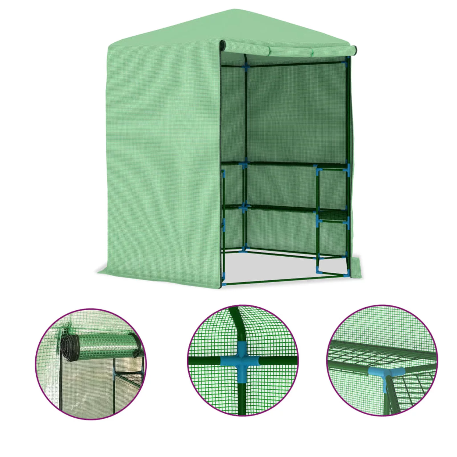 Tomshoo Greenhouse with Shelves Steel 89.4