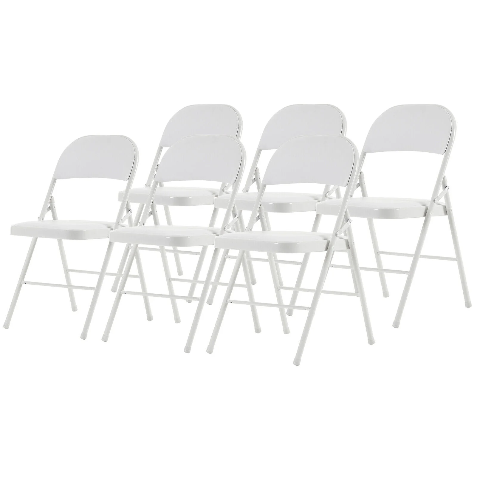 6 Pack Padded Folding Chairs Stackable Picnic Party Commercial Set Of 6 White