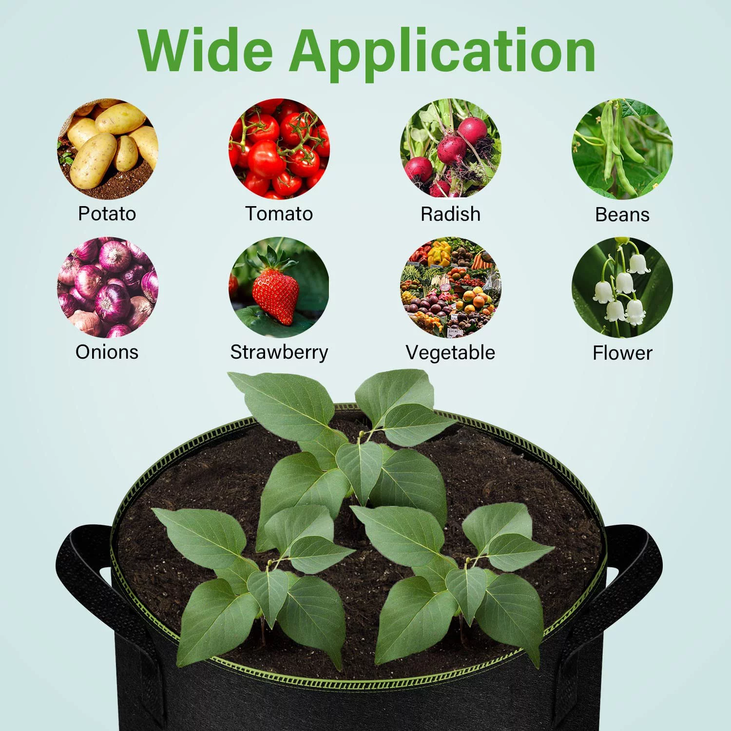 iPower 3-Gallon 5-Pack Grow Bags Thickened Nonwoven Fabric Pots -Black