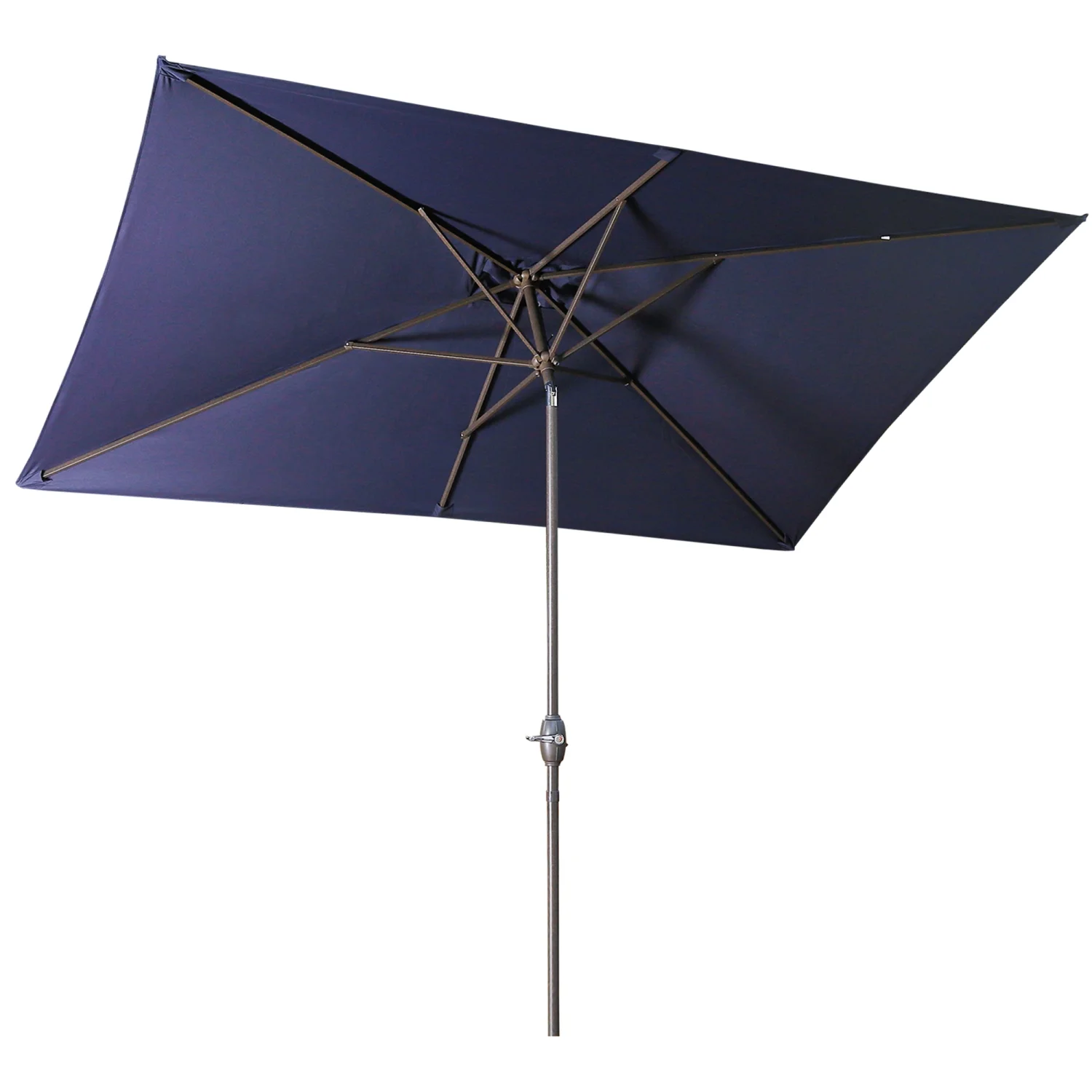 TJCGDTY Rectangular Patio Umbrella 6.5 ft. x 10 ft. with Tilt  Crank and 6 Sturdy Ribs for Deck  Lawn  Pool in NAVY BLUE