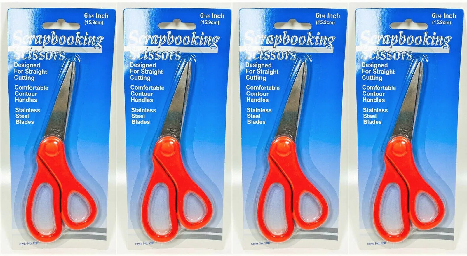 LOT OF 4 Scrapbooking Lightweight Scissors, 6 Inch (RED)