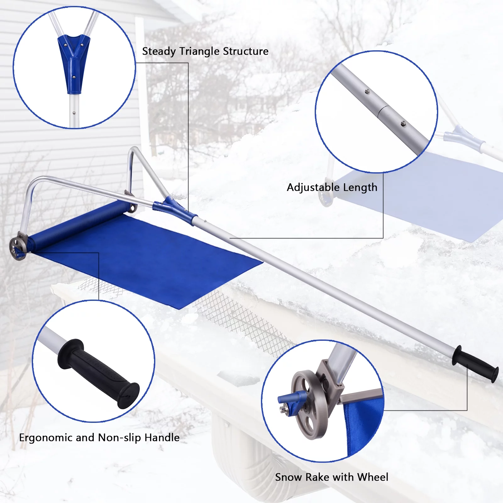 Topbuy Roof Snow Removal Rake 20FT with Adjustable Telescoping Handle