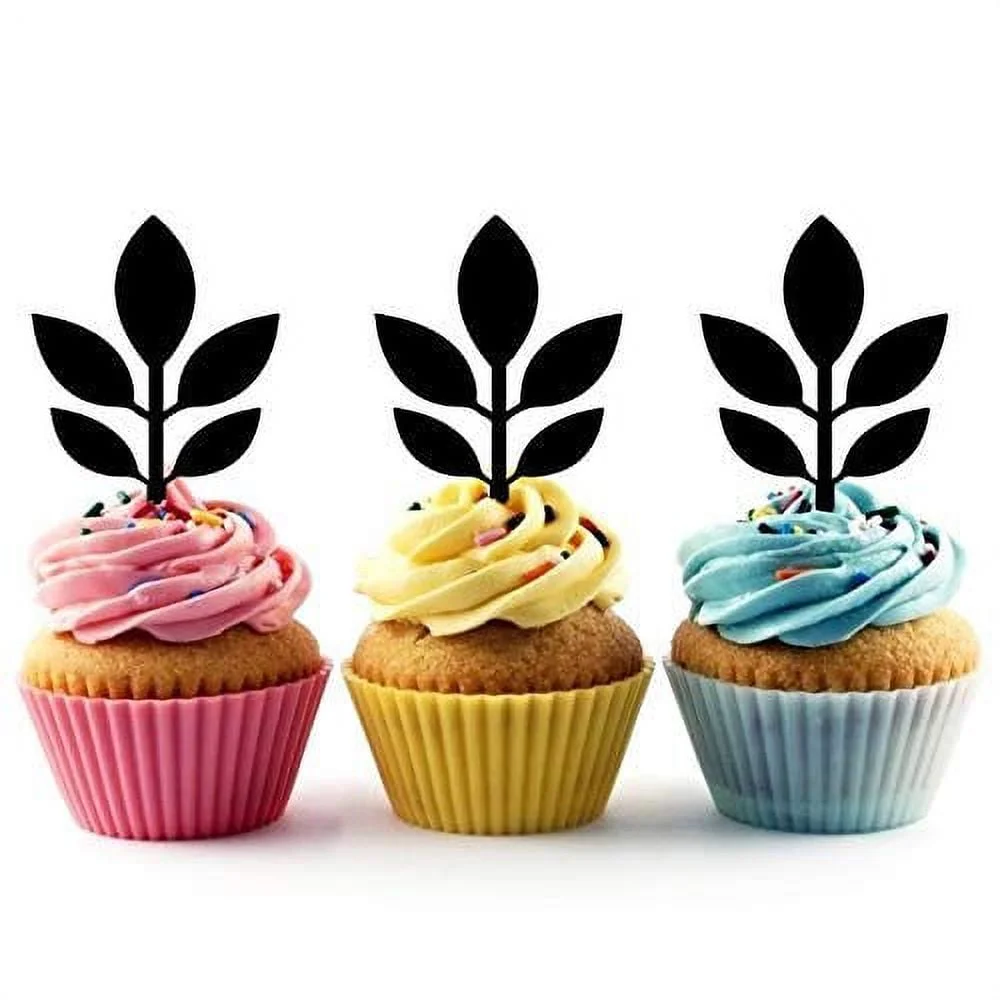 Whimsical Practicality's Growing Plant Tree Sapling Silhouette Acrylic Cupcake Toppers 12 pcs