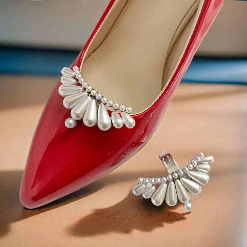 Crystal Pearls Shoes Buckle Water Drop Pearls Buckle Diy Bridal Shoes Decorations Square Shoe Clips High Heel Accessories M778 golden